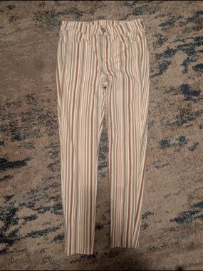 American Eagle Outfitters Striped Skinnys in Cream, Brown & Gray